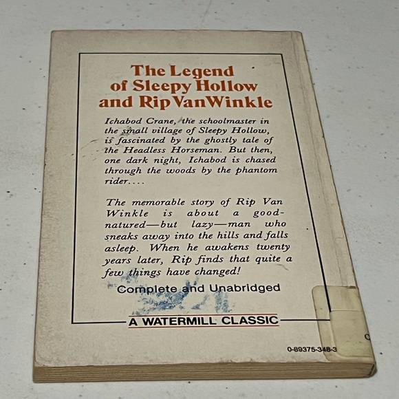 Vintage - The Legend Of Sleepy Hollow Rip Van Winkle Book Paperback Watermill - Picture 3 of 4